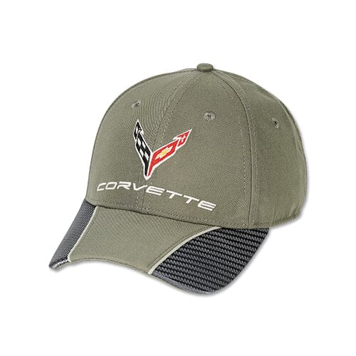 Corvette Carbon Fiber Contrast Baseball Hat - BLACK
